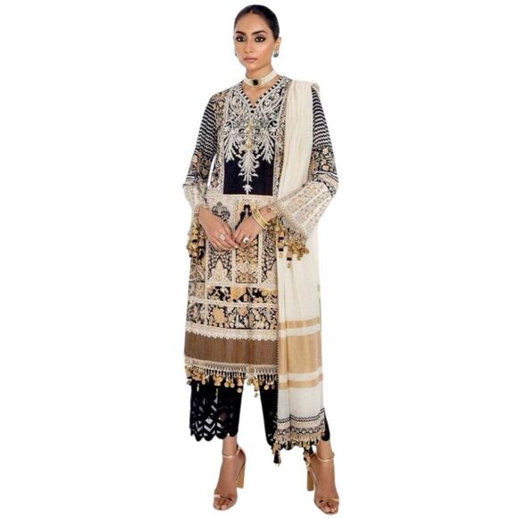 Sana Safinaz Tops - Sana Safinaz Black & Gold Embroidered Tunic – Designer Top